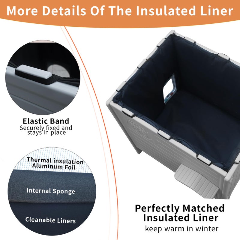 Rockever 100% Insulated Outdoor Cat House with Insulated Liner for Winter, Waterproof Feral Cat House for Outdoor Cats, Plastic Cat House for Outdoor Use with Escape Door, Clean Easily(L,Grey&Liner) - Image 4