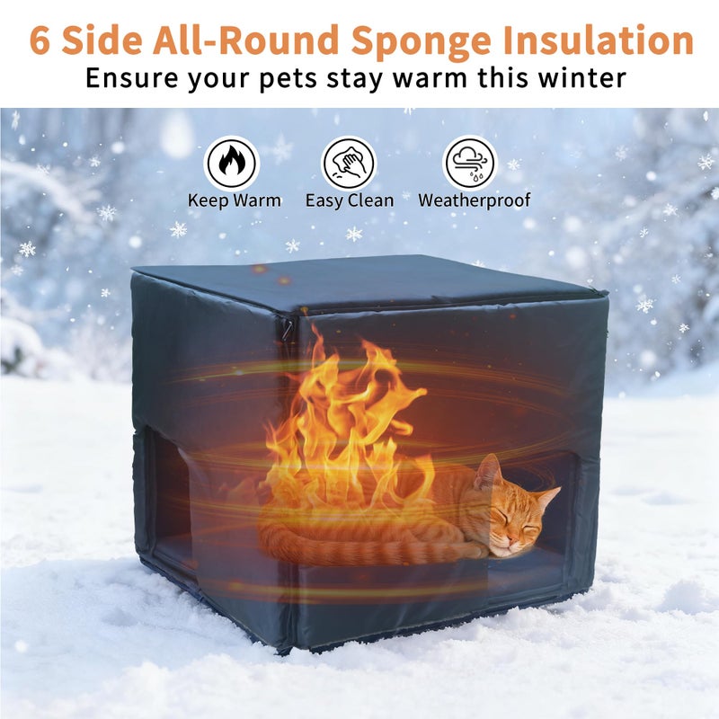 Rockever 100% Insulated Outdoor Cat House with Insulated Liner for Winter, Waterproof Feral Cat House for Outdoor Cats, Plastic Cat House for Outdoor Use with Escape Door, Clean Easily(L,Grey&Liner) - Image 3