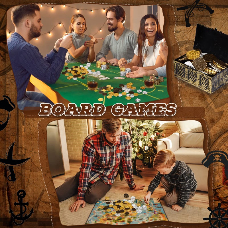 Hanaive 100 Pcs Metal Pirate Coins Treasure Chest Spanish Doubloon Fake Coins Tokens for Kids Board Games Pirate Party Cosplay (Novelty Style) - Image 4