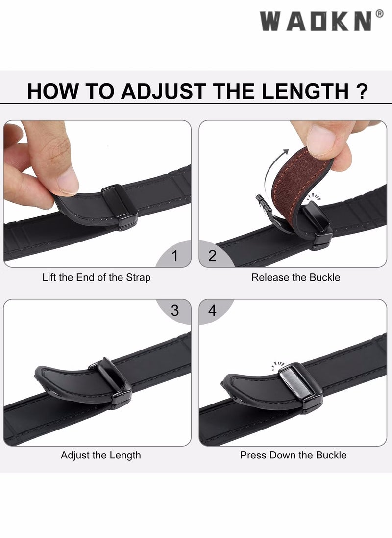 WAOKN Watch Band,Magnetic Leather Watch Band Compatible with Watch Band 49mm 46mm 45mm 44mm 42mm, Genuine Leather with Magnetic Buckle Strap Compatible with Watch Ultra/2 10/9/8/7/6/5/4/3/2/1, Watch Band,Black - Image 4