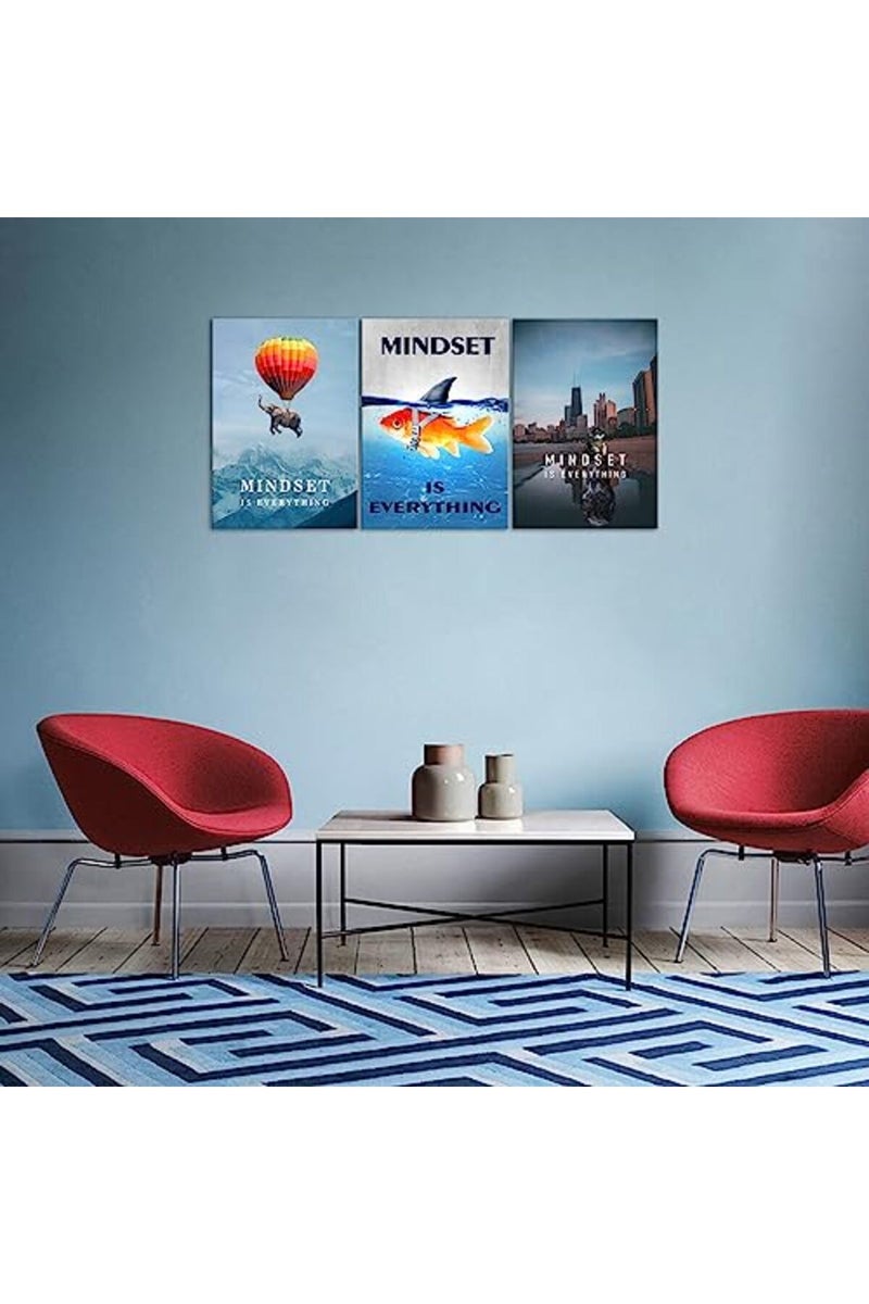 KAWAHONE Mindset is Everything - Motivational Wall Art - Inspirational Mindset Entrepreneur Posters Prints Framed Artwork for Office Gym Decor Ready to Hang - Image 2