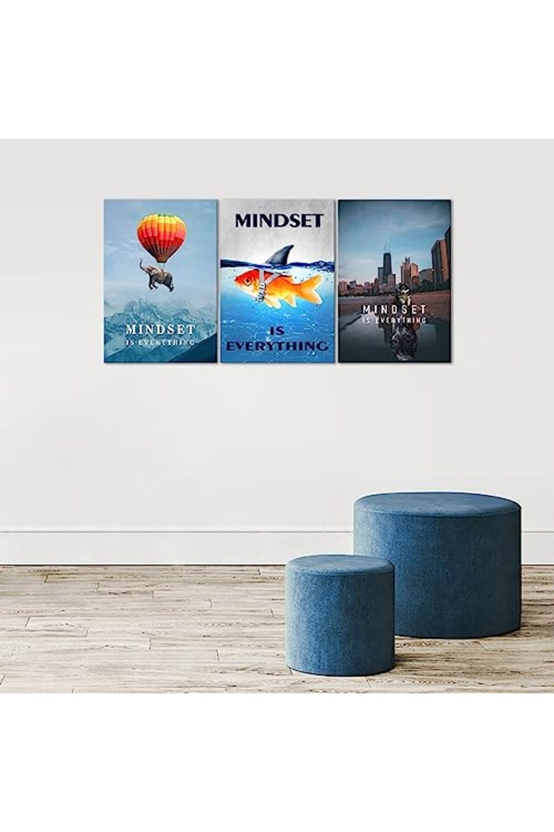 KAWAHONE Mindset is Everything - Motivational Wall Art - Inspirational Mindset Entrepreneur Posters Prints Framed Artwork for Office Gym Decor Ready to Hang - Image 3