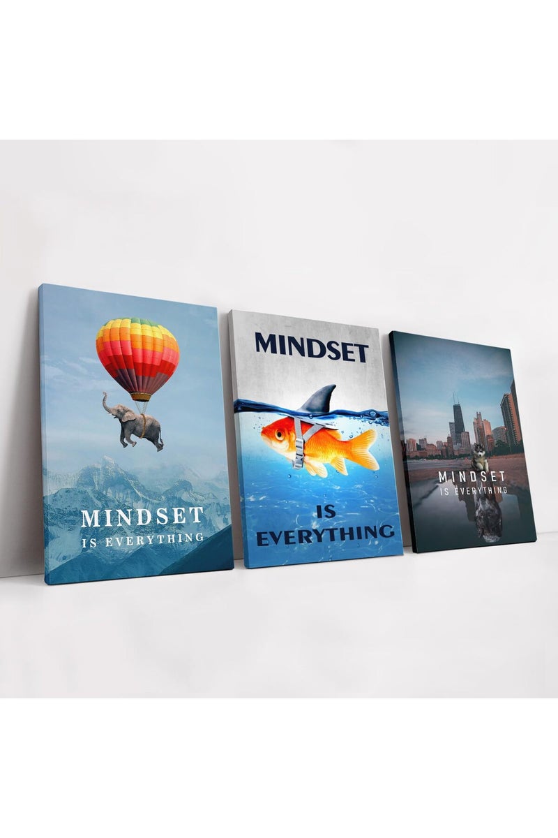 KAWAHONE Mindset is Everything - Motivational Wall Art - Inspirational Mindset Entrepreneur Posters Prints Framed Artwork for Office Gym Decor Ready to Hang - Image 1