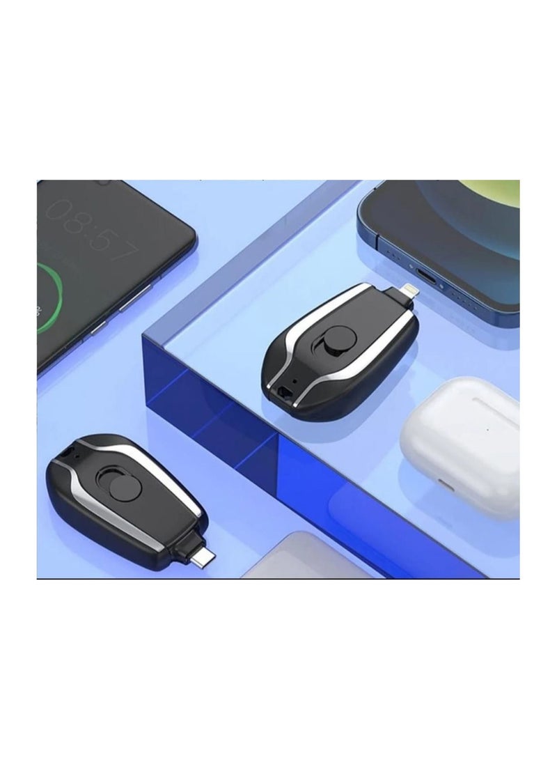 Raxoom 2 Pack 1500mAh Mini Power Emergency Pod Keychain Portable Charger for iPhone and Type c Portable Ultra Compact External Fast Charging Power Bank Battery Pack Key Ring Cell Phone Charger  - Image 2