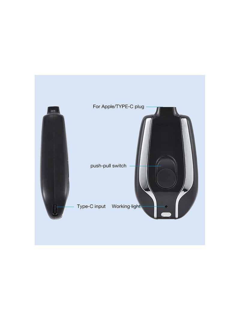 Raxoom 2 Pack 1500mAh Mini Power Emergency Pod Keychain Portable Charger for iPhone and Type c Portable Ultra Compact External Fast Charging Power Bank Battery Pack Key Ring Cell Phone Charger  - Image 4