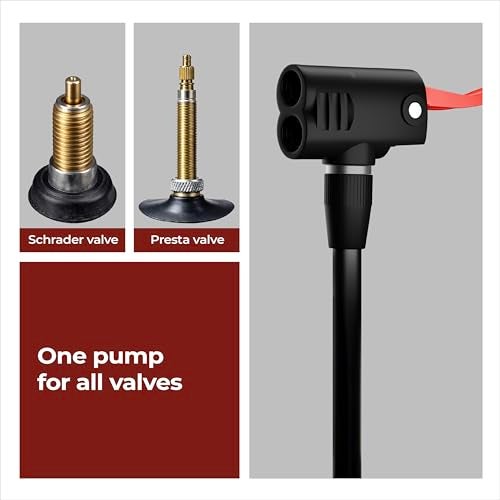 Lifelong Bike Floor Pump | 160 PSI Pressure Gauge | Cycle Pump & Foot Air Pump | Bicycle Pump | Car Tyre Inflator | Presta Schrader Deutschland Valve | for Bicycle, Ball, Scooter, Car, Toys | Black - Image 3