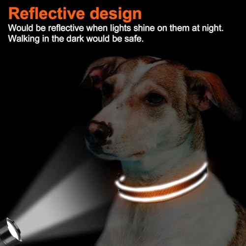 Joytale Reflective Dog Collar, Soft Neoprene Padded, Metal D-Ring, Nylon Pet Collar Adjustable for Large Dogs, Orange, L - Image 5