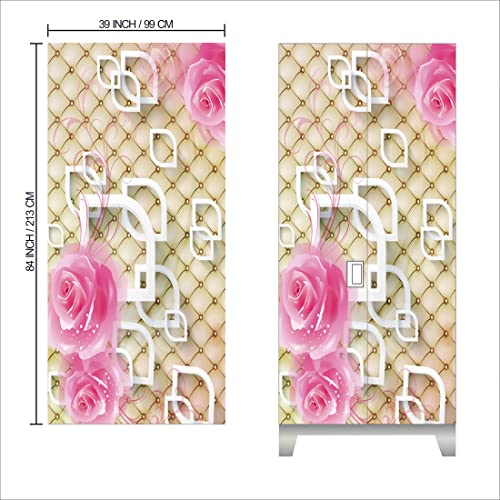 WallDaddy Self Adhesive Almirah Stickers, Wall Stickers, Decorative Sticker Wallpaper for Home Wardrobe Doors (Glittery Rose Almirah) PVC Vinyl Size Large (39 x 84 Inch) - Image 2