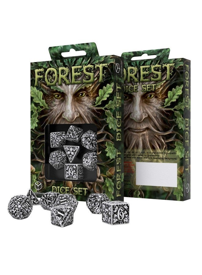 Q WORKSHOP Q-Workshop Forest 3D White & Black Dice Set (7) White/Black, Standard (15mm - 17mm) - Image 2