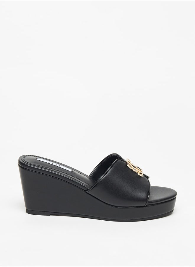 ELLE - Women's Logo Accent Slip-On Sandals with Wedge Heels - Image 1