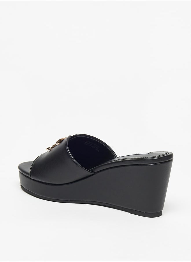 ELLE - Women's Logo Accent Slip-On Sandals with Wedge Heels - Image 1