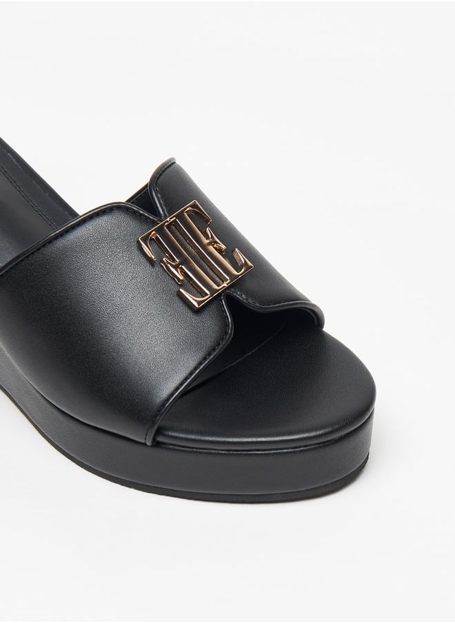 ELLE - Women's Logo Accent Slip-On Sandals with Wedge Heels - Image 1