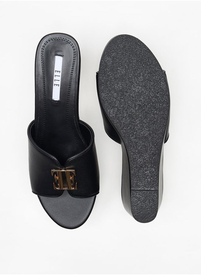 ELLE - Women's Logo Accent Slip-On Sandals with Wedge Heels - Image 1