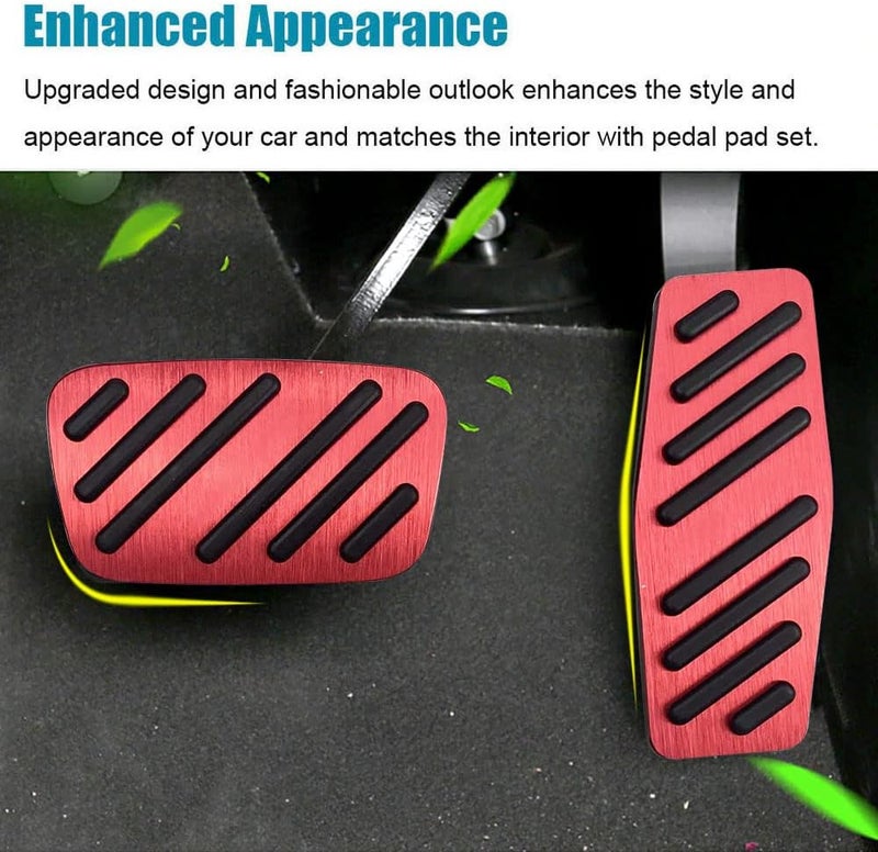 LEXLEY 2PCS Anti-Slip Aluminum Brake Gas Pedal Pads,Auto No Drilling Accelerator Pedal Covers for Chevrolet Chevy Blazer 2019 2020 2021 2022 2023 2024 2025 2026-RED - Image 3