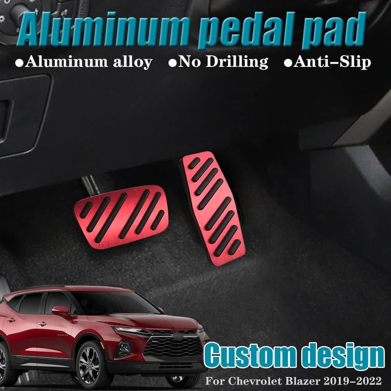 LEXLEY 2PCS Anti-Slip Aluminum Brake Gas Pedal Pads,Auto No Drilling Accelerator Pedal Covers for Chevrolet Chevy Blazer 2019 2020 2021 2022 2023 2024 2025 2026-RED - Image 2