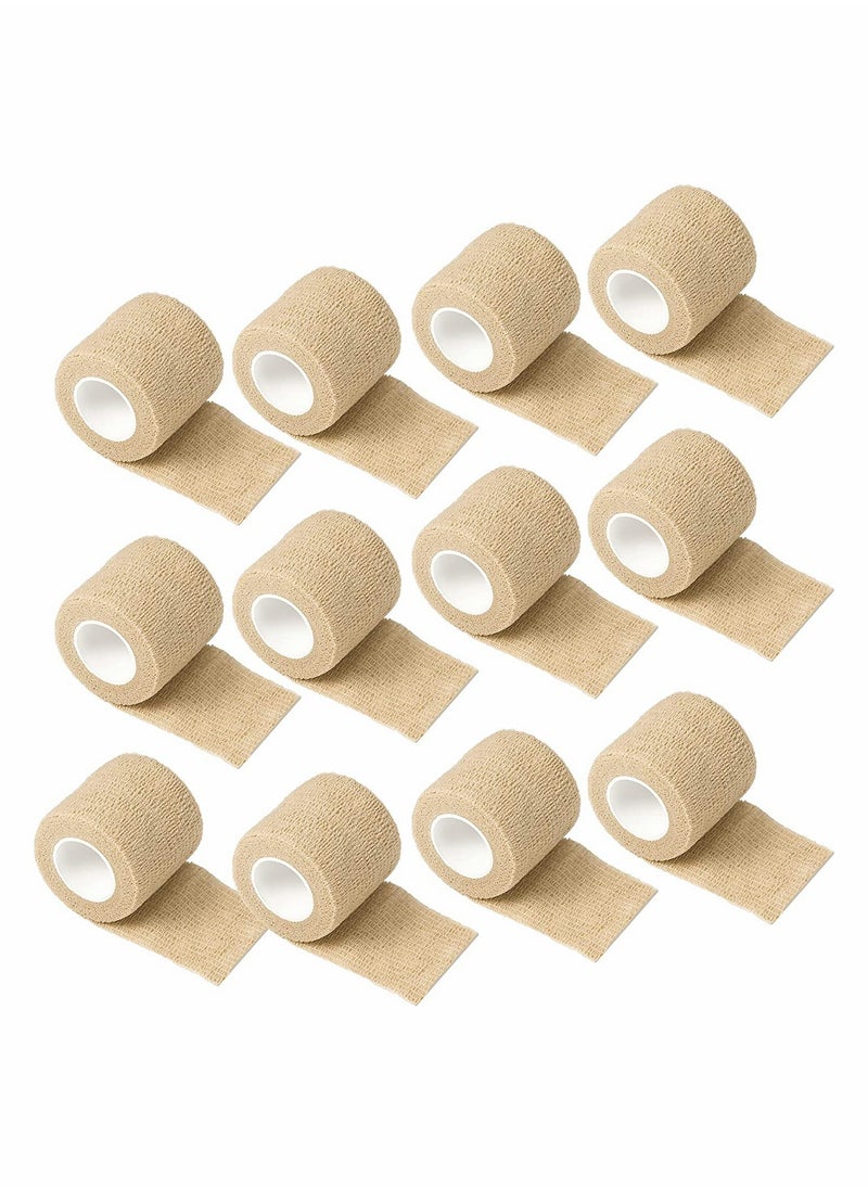 SYOSI 12 Pack Self Adhesive Bandage Self Adherent Cohesive Wrap Bandages 2 Inches X 5 Yards All Sports wrap Tape Breathable Wound Tape  - Image 1