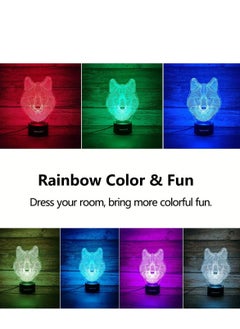 althiqahkey Multicolour 3D Night Light for Boys Girls Room Bedside Lamp Toys Decor Gifts for Kids Baby 16 Colors Changing Nightlight with Smart Control Wolf Head  - Image 4