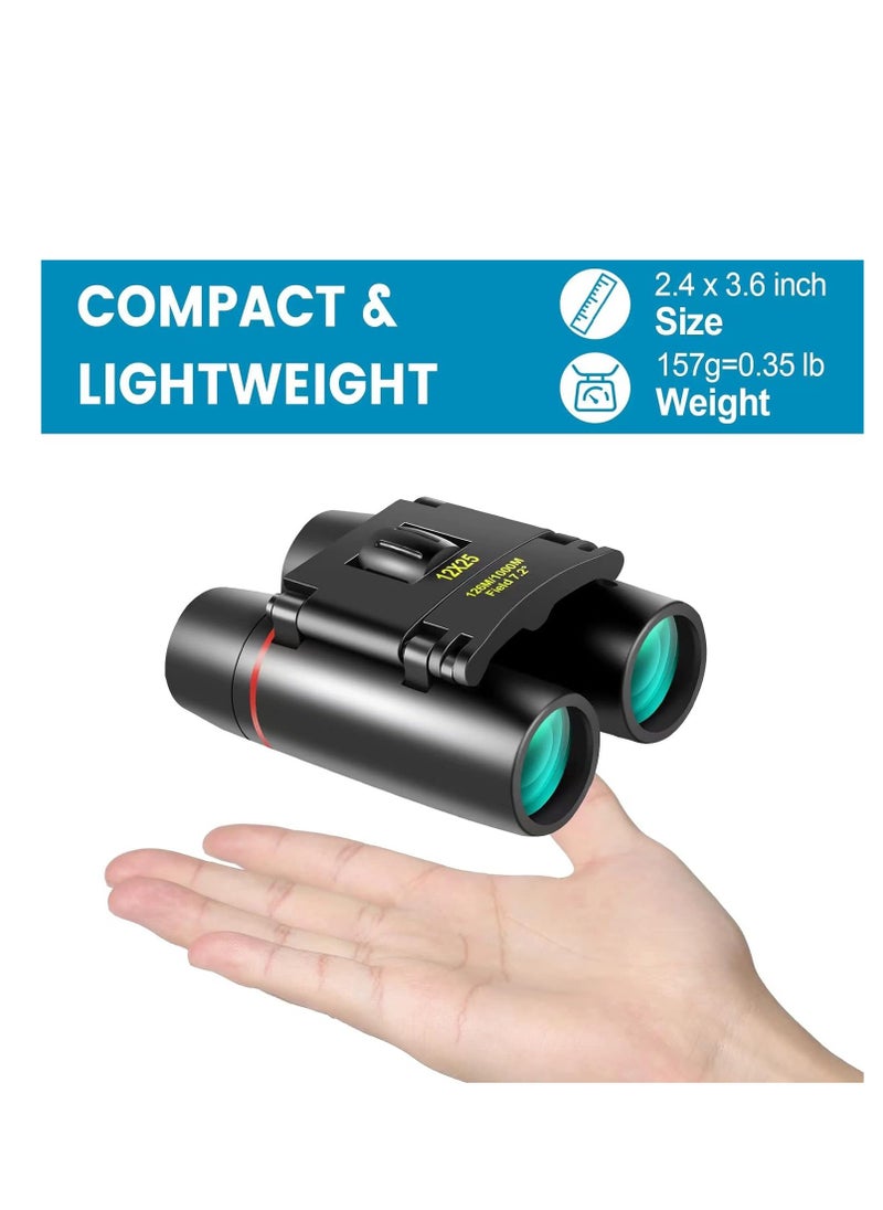 Generic - 12X25 Mini Pocket Binoculars Compact, Small Lightweight Foldable for Adults Kids Bird Watching, Travel, Opera Concert, Hiking, Cruise, Football Game Green - Image 1