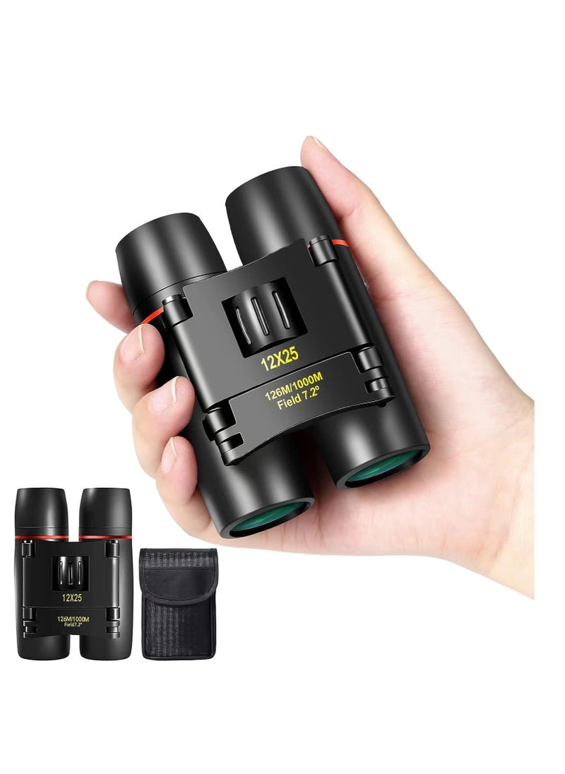 Generic - 12X25 Mini Pocket Binoculars Compact, Small Lightweight Foldable for Adults Kids Bird Watching, Travel, Opera Concert, Hiking, Cruise, Football Game Green - Image 1