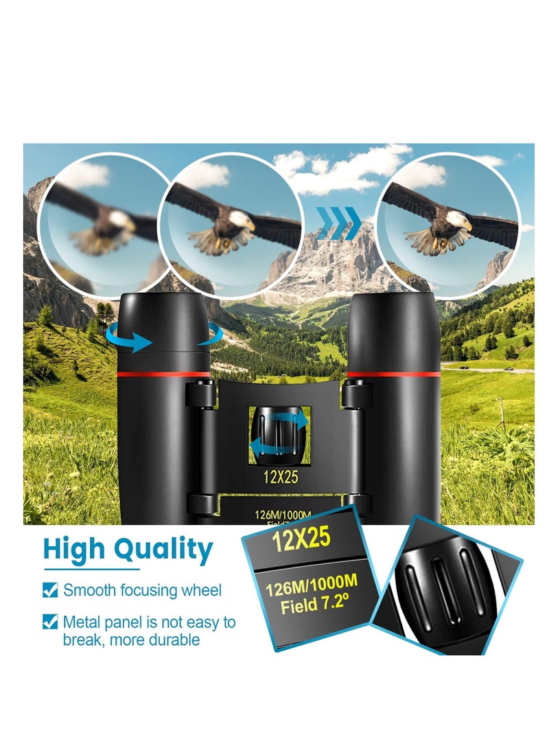 Generic - 12X25 Mini Pocket Binoculars Compact, Small Lightweight Foldable for Adults Kids Bird Watching, Travel, Opera Concert, Hiking, Cruise, Football Game Green - Image 1