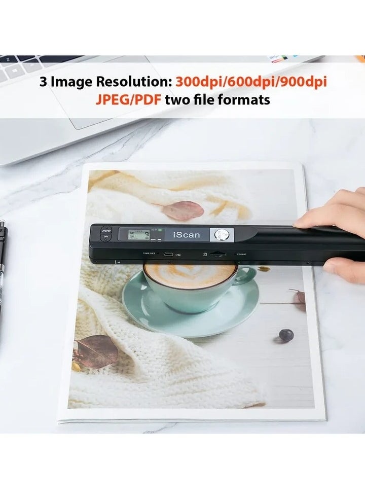 Portable Scanner, Handheld Scanner for Business, Photo Scanner for A4 Documents, Photo, Picture, Receipts, Books, JPG/PDF Format Selection, UP to 900 DPI, with 16G SD Car  - Image 4