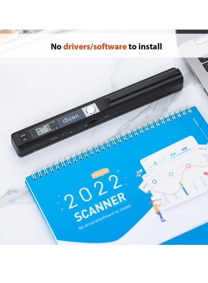 Portable Scanner, Handheld Scanner for Business, Photo Scanner for A4 Documents, Photo, Picture, Receipts, Books, JPG/PDF Format Selection, UP to 900 DPI, with 16G SD Car