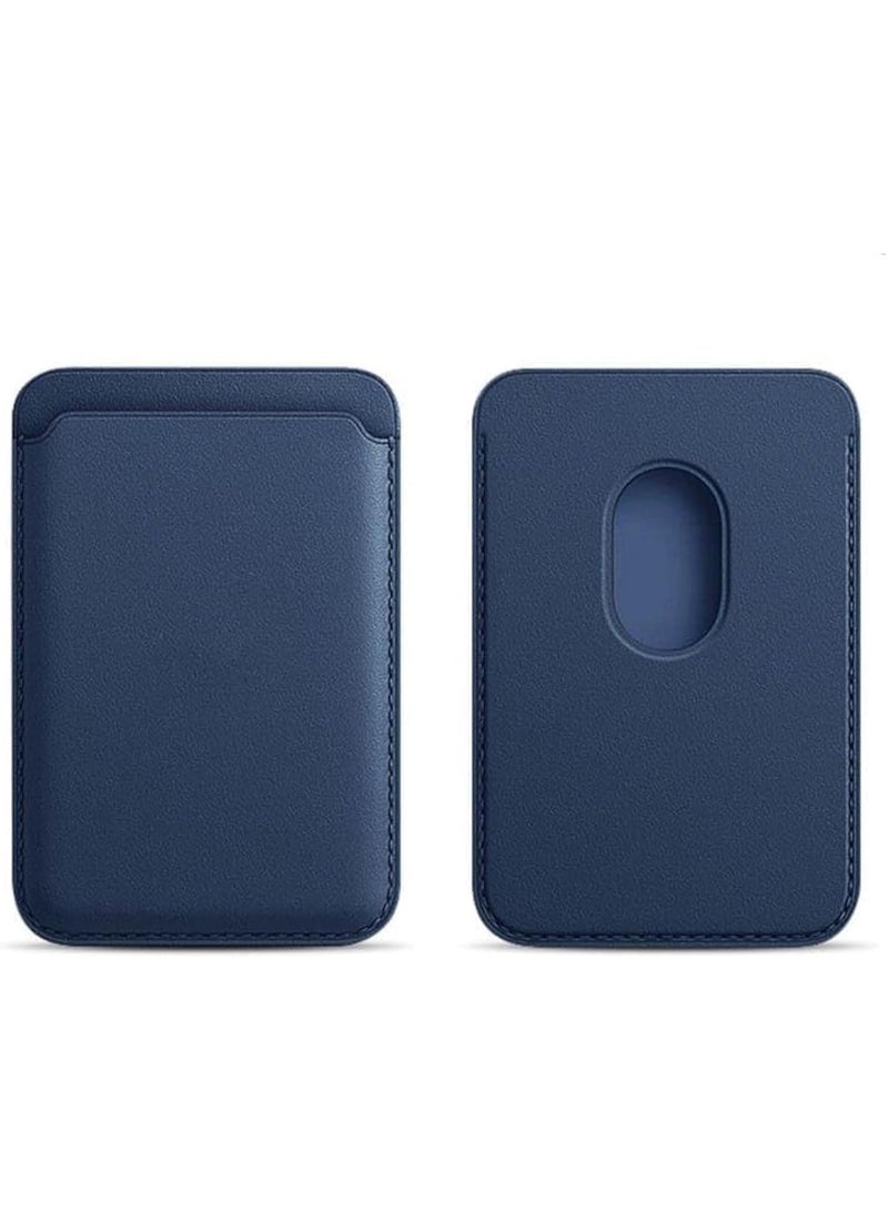 Magnetic Leather Card Holder Wallet for iPhone MagSafe (12/13/14 Series) - Midnight Blue - Image 4