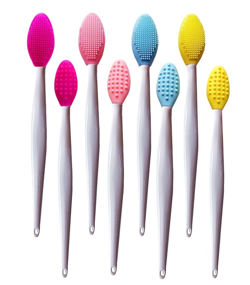 New prominent 8 Pieces Lip Scrub Brush tool Silicone mini Exfoliating Lip Brush lip lightening for dark lips Silicone Soft Lip Brush For Smoother Appearance 