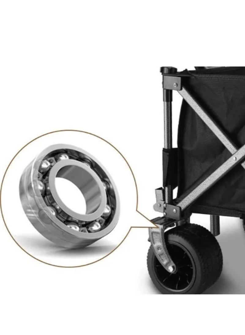 Arabest Collapsible Folding Wagon Cart Heavy Duty Foldable, Beach Wagon with Big Wheels &  Brakes for Sand, Utility Grocery Wagon with Side Pocket and Brakes for Camping Sports Outdoor Activities, Black  - Image 2