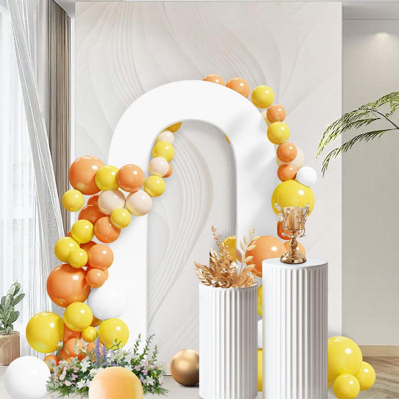 Peomeise 7.2FT Spandex Open Arch Backdrop Cover，U-Shaped 2-Sided Backdrop Cover，Round Top Chiara Stand Cover for Birthday Party Wedding Ceremony Baby Shower Decoration，White - Image 5