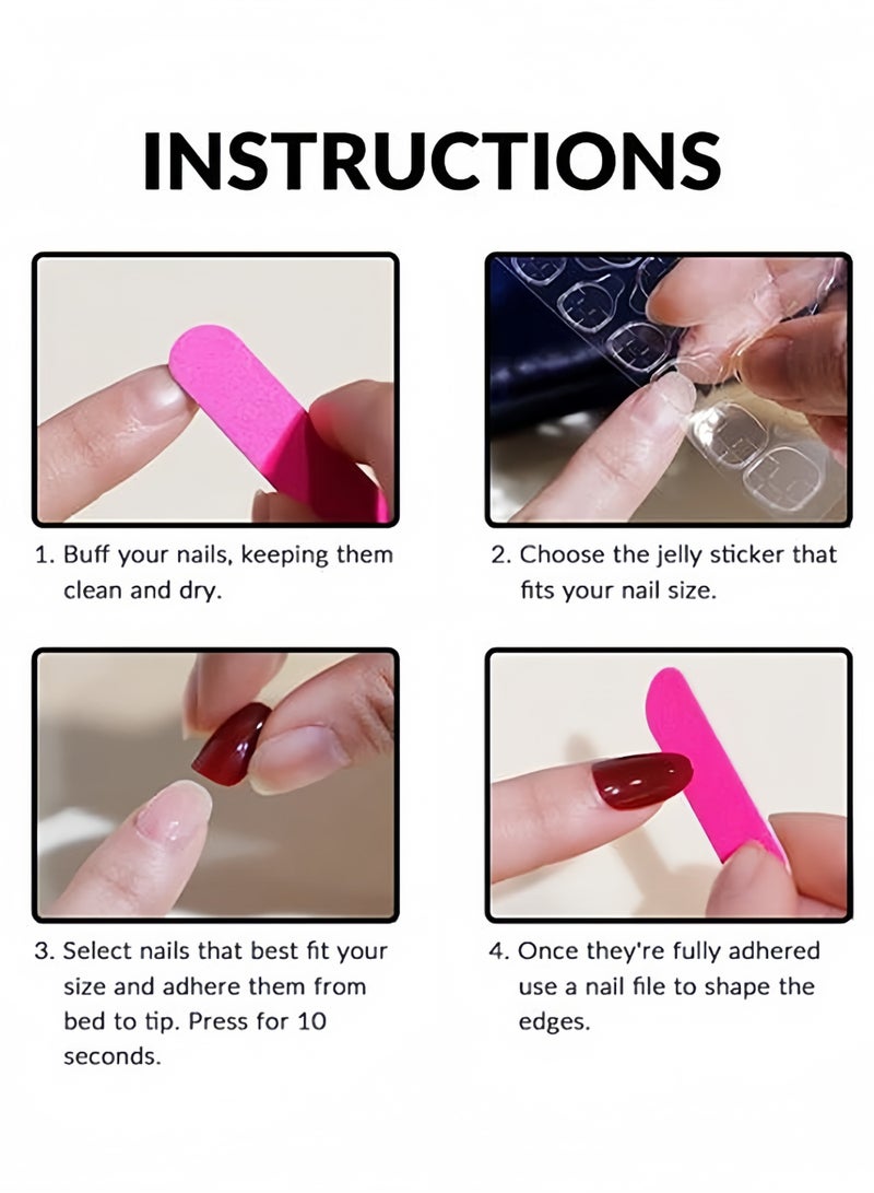 ١٢٠ قطعة أظافر أطفال لاصقة مع غراء هلامي، أظافر صناعية كرتونية قصيرة للبنات، طقم أظافر كامل التغطية - Image 4