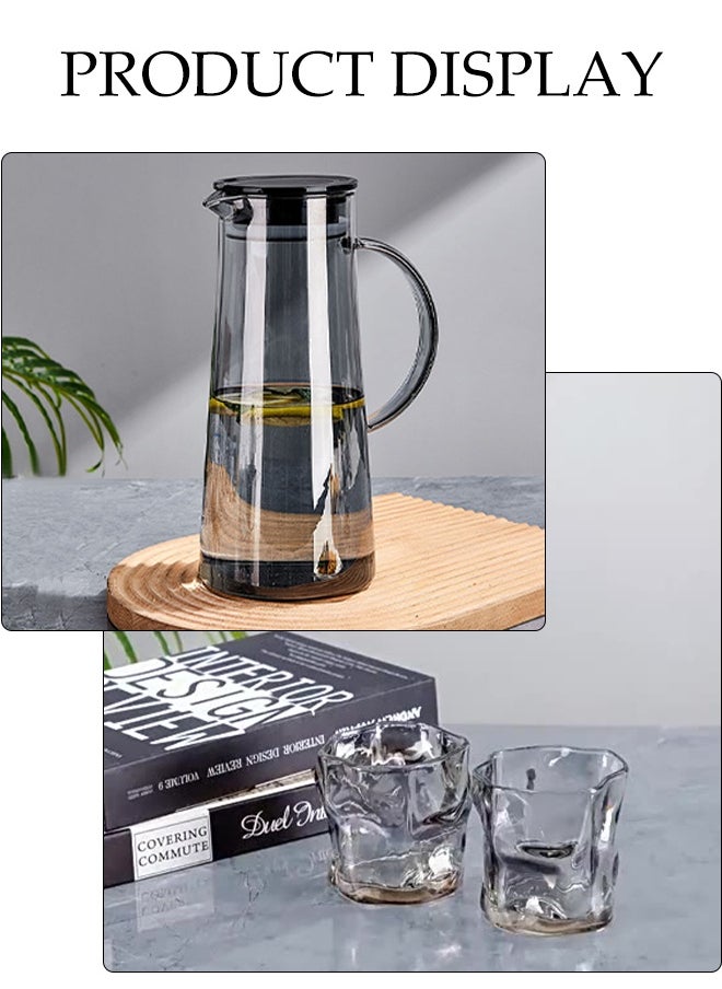 DUNISO - 1 Pot 6 Cups, Glass Kettle Set, With Lid And Spout, Glass Water Bottle Teapot Set, High Borosilicate Glass, Cold And Heat Resistant, Very Suitable For Ice Tea Lemonade Coffee Milk Juice - Image 1