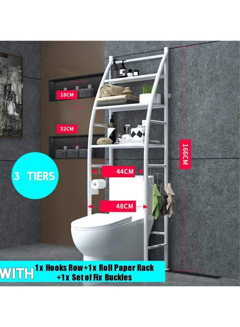 ELTRAZONE Metal Toilet Cabinet Shelving Kitchen Bathroom Space Saver Shelf Organizer Holder New - Image 4