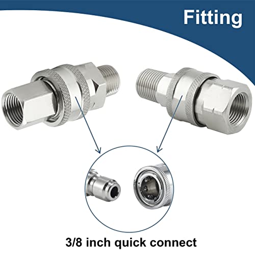 Raincovo Pressure Washer Quick Connect 3/8 Inch, Pressure Washer Fittings, Stainless Steel Adapter Set, Female and Male Thread, 4 Pieces - Image 2