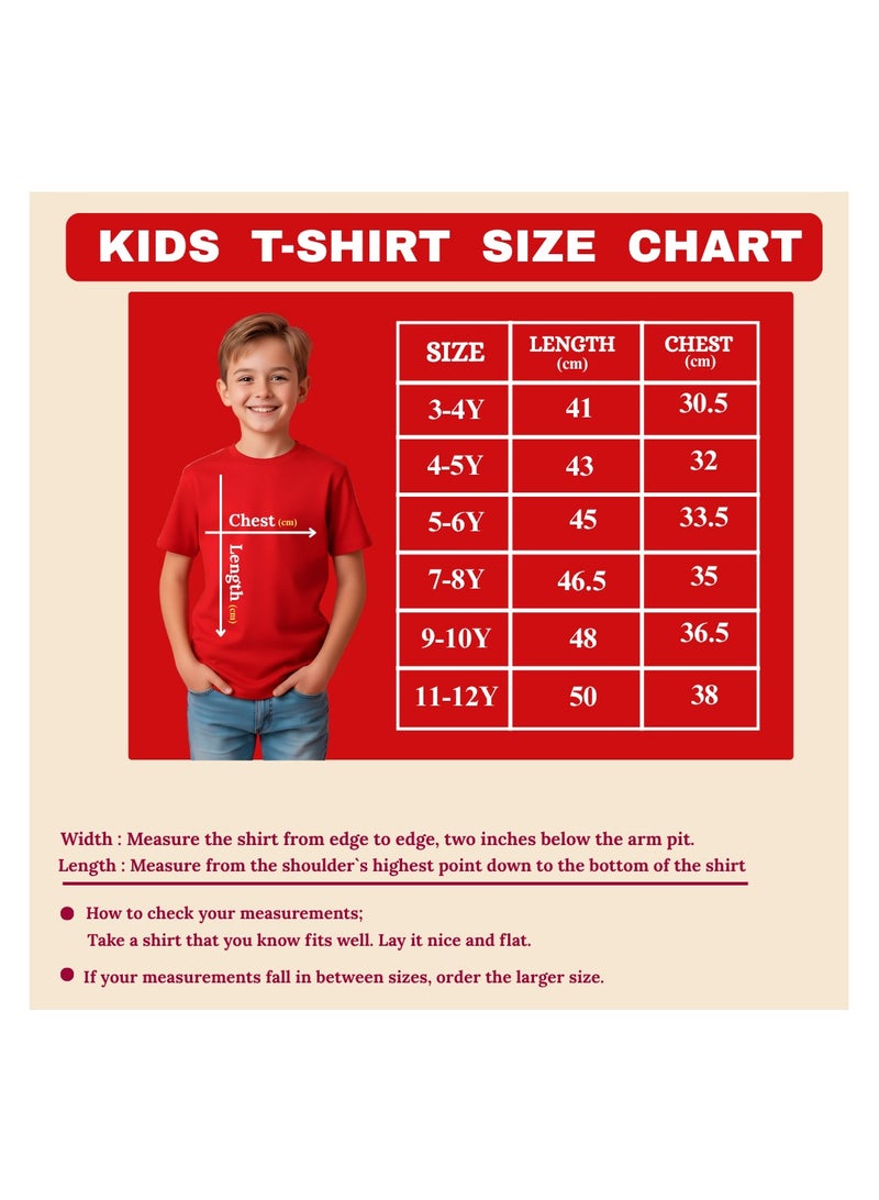 برينت شوب فور مي تي شيرت مطبوع عليه عبارة "أحب عائلتي وأصدقائي" للأطفال | للأولاد والبنات | نصف كم، أحمر، أبيض، أو أخضر | مقاس آسيوي عادي مستقيم - Image 3