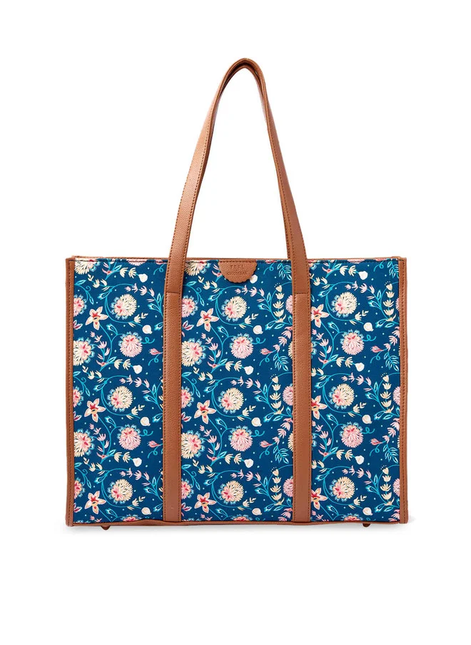 Teal by Chumbak Blue Bloom Canvas Tote
