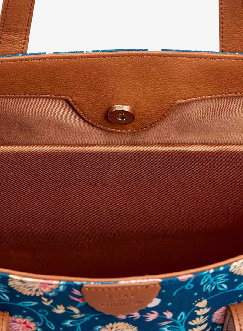 Chumbak  Teal By Chumbak Blue Bloom Canvas Tote for Women | Best Price UAE