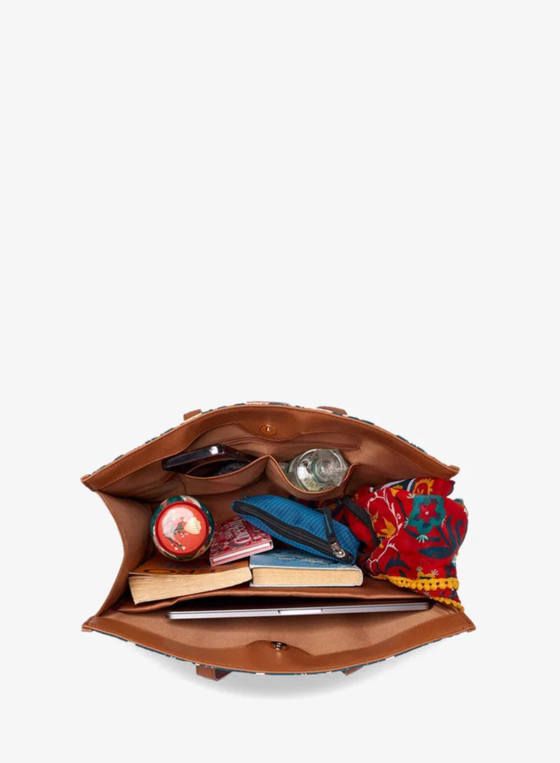 Chumbak  Teal By Chumbak Blue Bloom Canvas Tote for Women | Best Price UAE