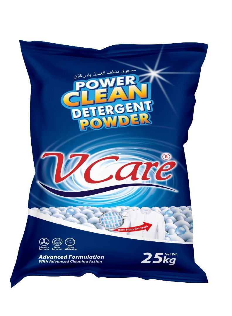 VCare Vcare Power Clean Laundry Detergent Powder| Washing Powder - Effortless Stain Removal - Removes Odour and Provides Ultra Whitening with a Refreshing Scent - 25Kg  - Image 1