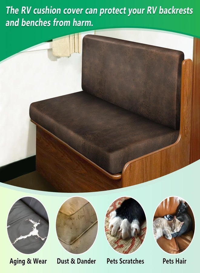 molasofa Leather Like RV Dinette Cushion Covers, RV Booth Seat Cover Stretchable Camper Cushion Couch Covers Washable Slipcovers for RV Camper Car Bench (2 Backrest Covers & 2 Bench Covers, Dark Brown) - Image 5