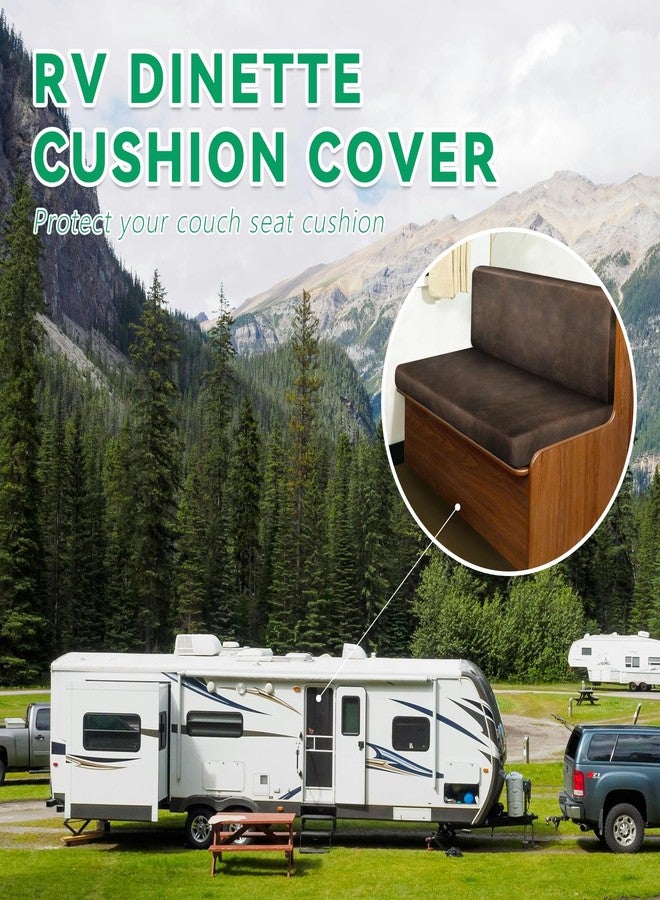 molasofa Leather Like RV Dinette Cushion Covers, RV Booth Seat Cover Stretchable Camper Cushion Couch Covers Washable Slipcovers for RV Camper Car Bench (2 Backrest Covers & 2 Bench Covers, Dark Brown) - Image 3
