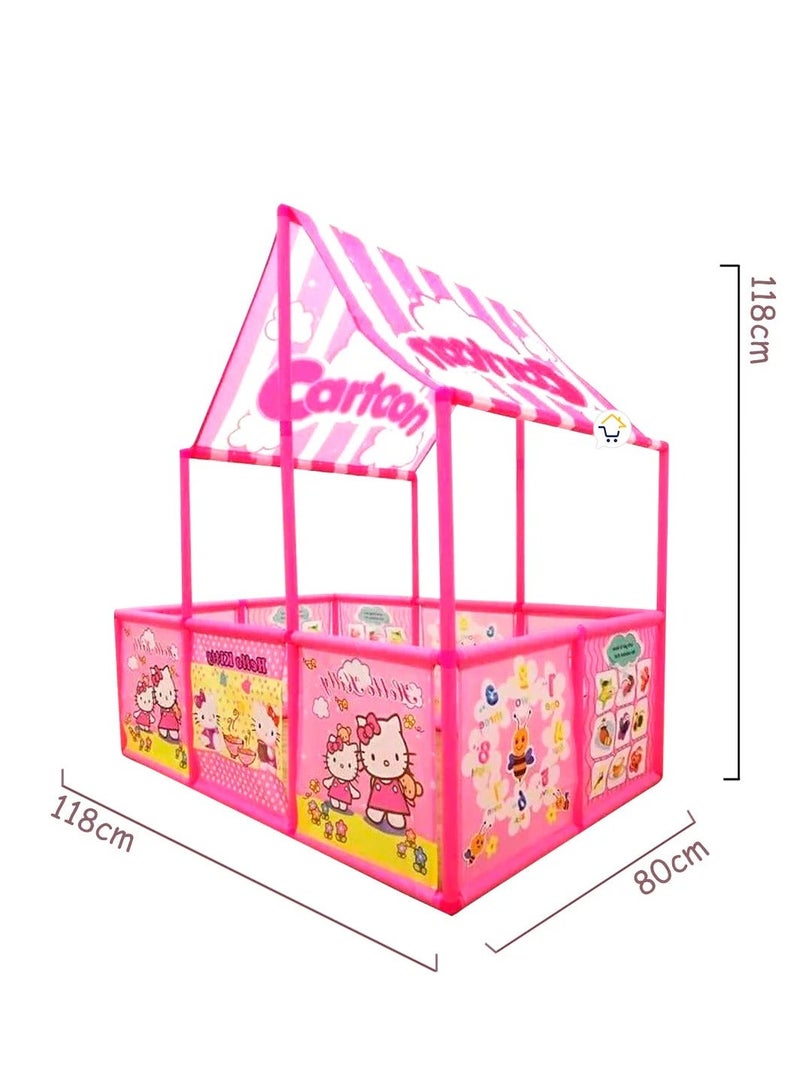 Cartoon Kids Play Tent with Colorful Balls - Foldable and Easy to Set Up Play Tent with Playhouse Design, Suitable for Indoor and Outdoor, Size 118x80x118cm - Image 3