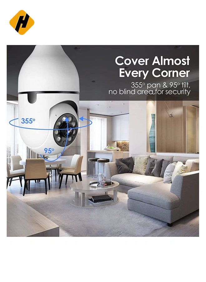 HuHa - Pan Tilt Security Light Camera V380 130W dpi Smart Wireless WIFI Full Color Bulb Camera 2.4Ghz 360 Degree E27 Panoramic IP Camer - Image 1