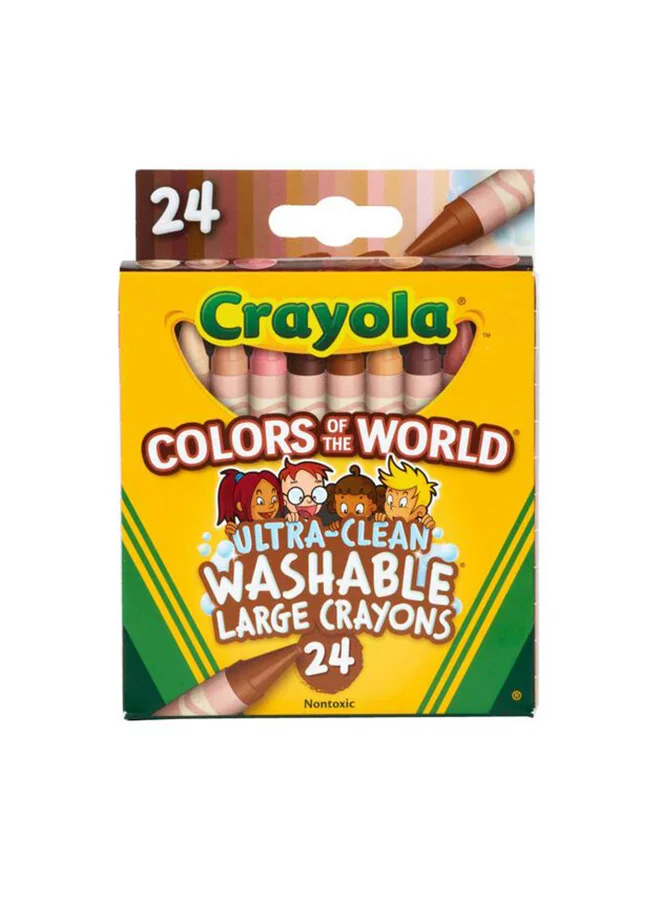 Crayola 24 Ct Large Ultra-Clean Washable Crayons  Colors Of The World