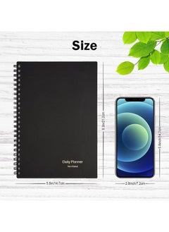 Premify Daily Planner Undated, To Do List Spiral Notebook Hourly Schedules Appointment Planner For Men And Women Habbit Tracker, Pvc Hardcover, A5 Inner Page 8.3" X 5.8" (80 Sheets Black)  - Image 3
