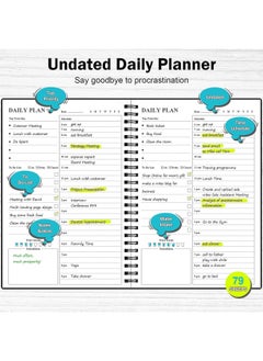 Premify Daily Planner Undated, To Do List Spiral Notebook Hourly Schedules Appointment Planner For Men And Women Habbit Tracker, Pvc Hardcover, A5 Inner Page 8.3" X 5.8" (80 Sheets Black)  - Image 2