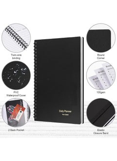 Premify Daily Planner Undated, To Do List Spiral Notebook Hourly Schedules Appointment Planner For Men And Women Habbit Tracker, Pvc Hardcover, A5 Inner Page 8.3" X 5.8" (80 Sheets Black)  - Image 4