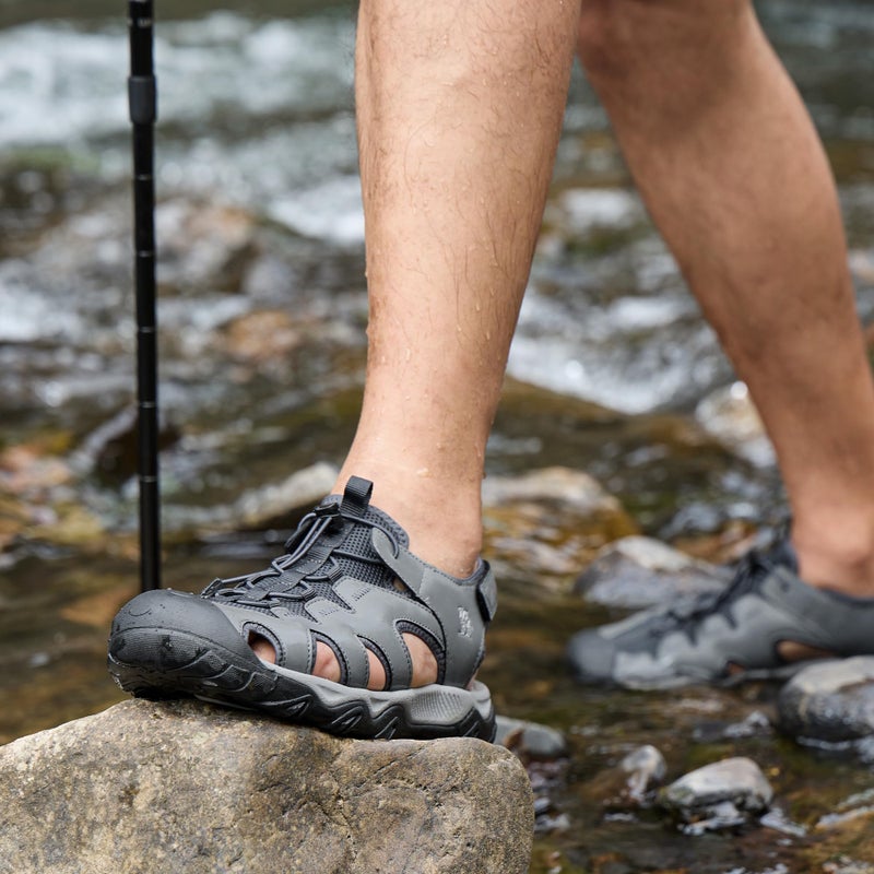 CAMEL CROWN Men's Hiking Sandals Anti-Slipping Athletic Water Shoes with Arch Support Closed Toe Outdoor Summer Camping Sport Sandal for Beach Grey 8 - Image 2