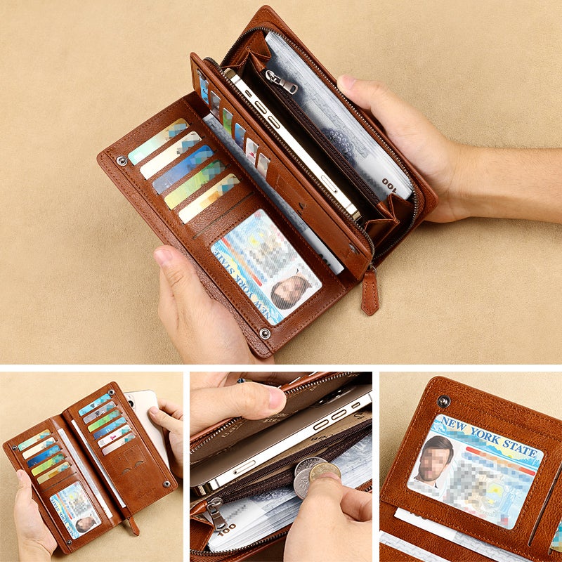 banyanu Genuine Leather Men's Wallet  Long Slim RFID-Blocking Card Holder - Image 5