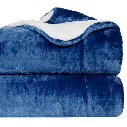 CHANDRAVATI Micromink Sherpa Blanket | Polyester Flannel Double Bed Blanket | Soft, Cozy & Comfortable Solid Plain Bedding for Winter & AC Use (Sky Blue, Double, 200 TC) - Image 1